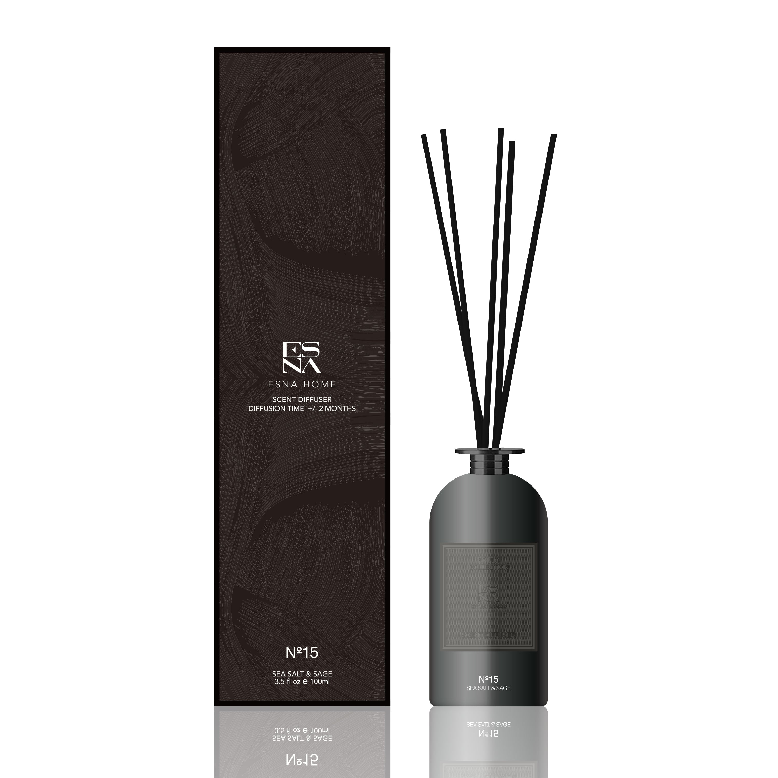 Premium Reed Diffuser Set Sea Salt & Sage | 3.5 Fl Oz 100ml Scented Oil Reed Diffuser