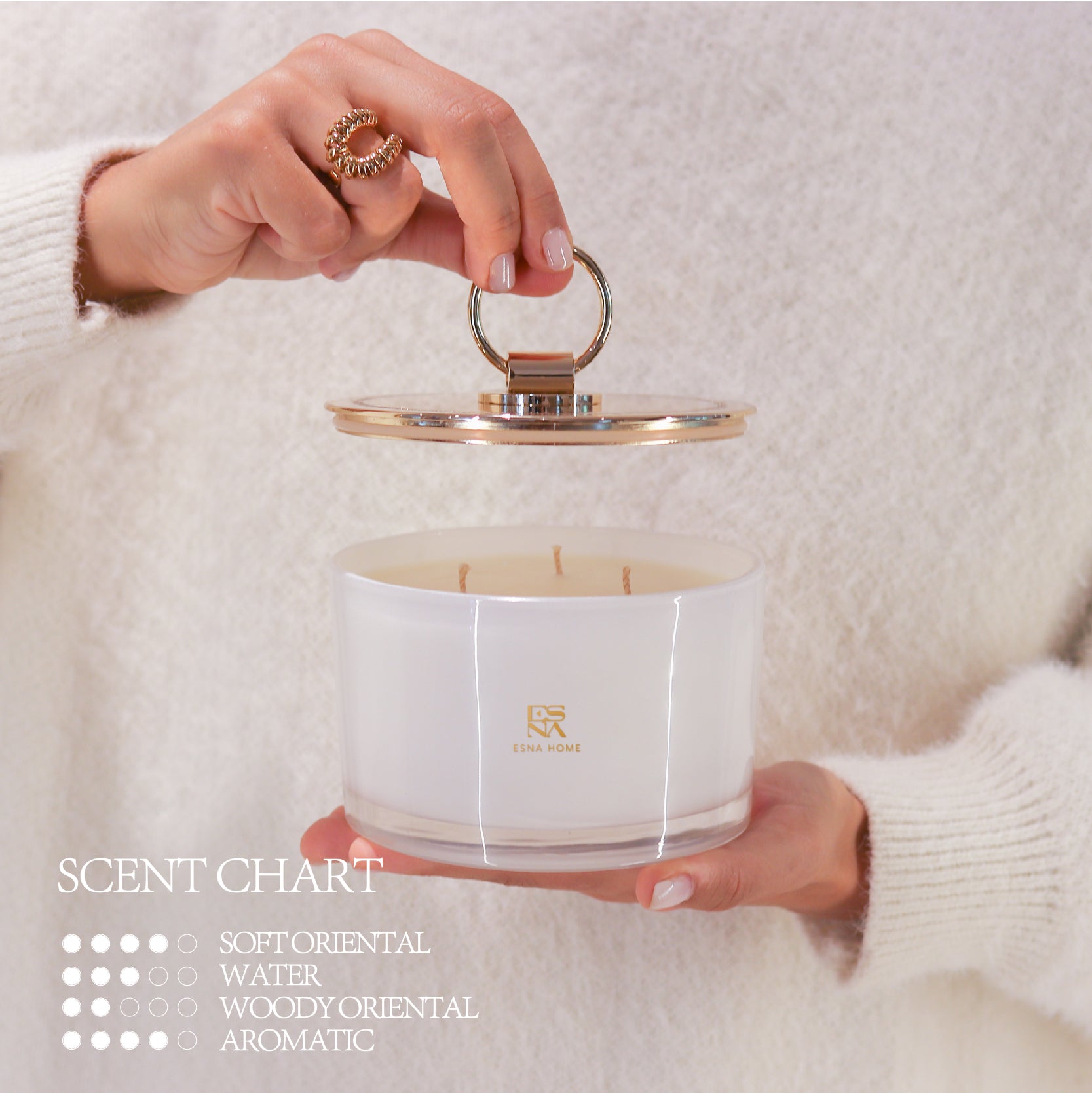 3-Wick White Tea Scented Candle | Brillo Collection