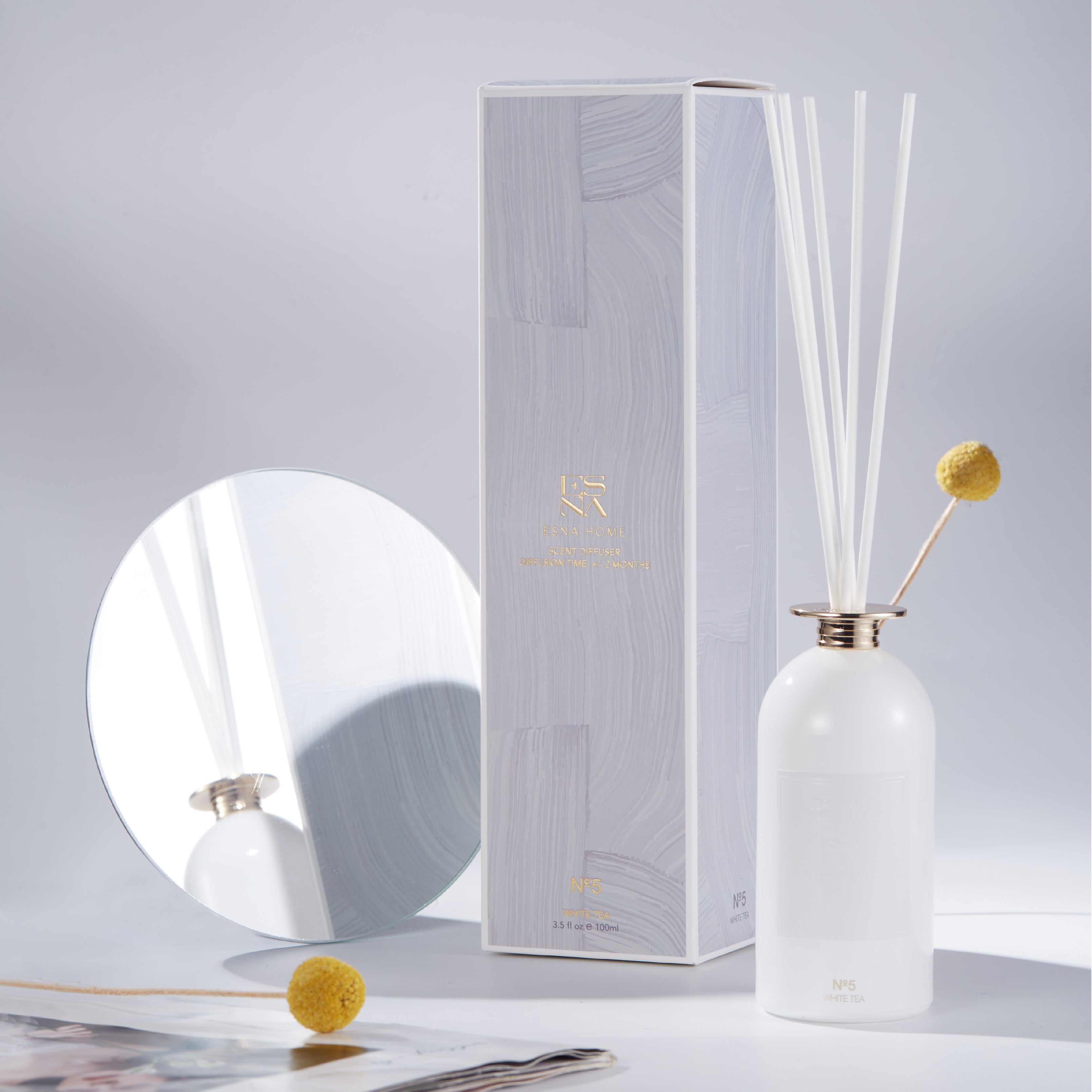 Premium Reed Diffuser Set White Tea | 3.5 Fl Oz 100ml Scented Oil Reed Diffuser