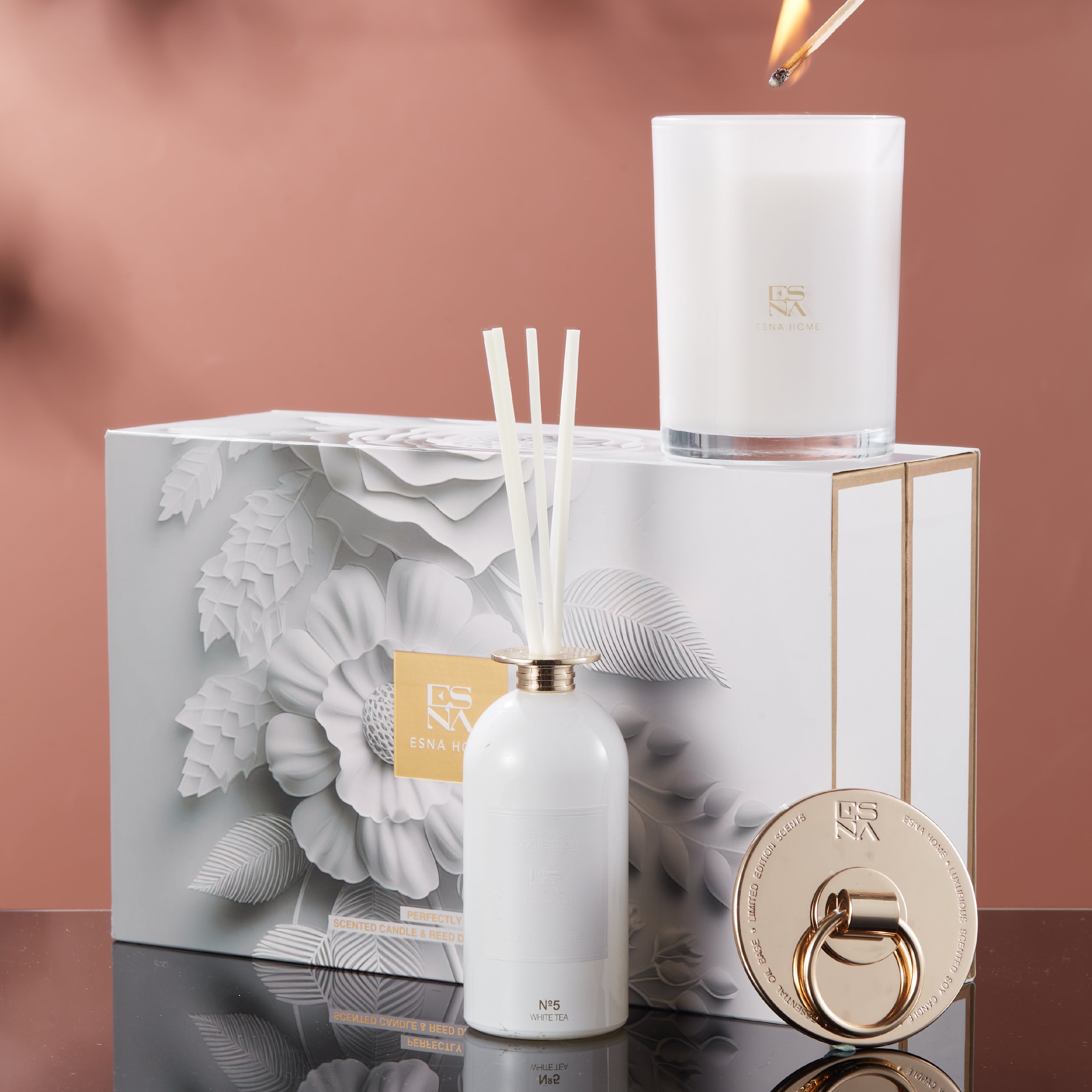 3.5 Fl Oz 100ml Fragrance Oil White Tea Scented Candle Gift Set