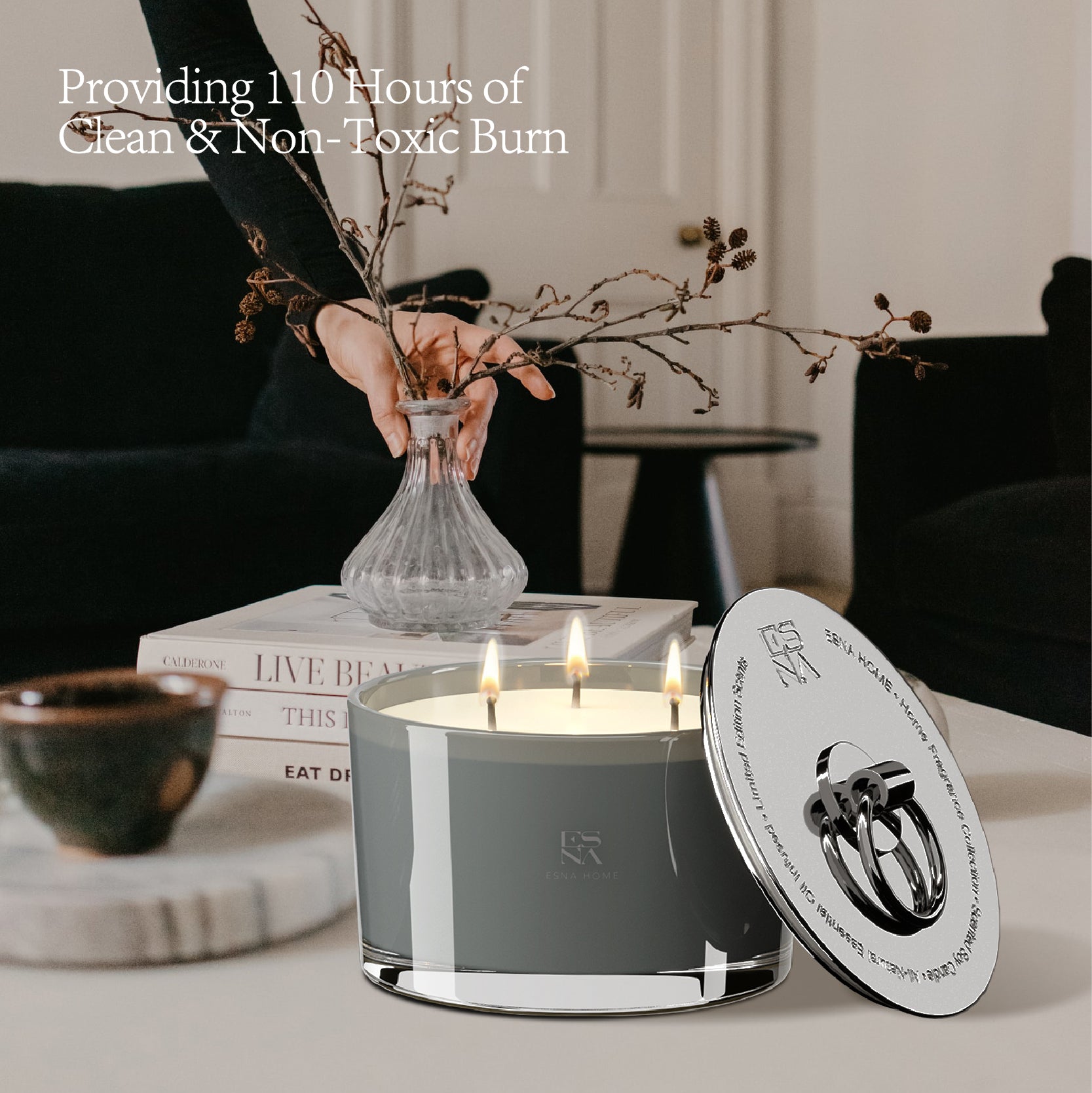 3-Wick Blue Agave & Wild Neroli Scented Candle | Brillo Collection