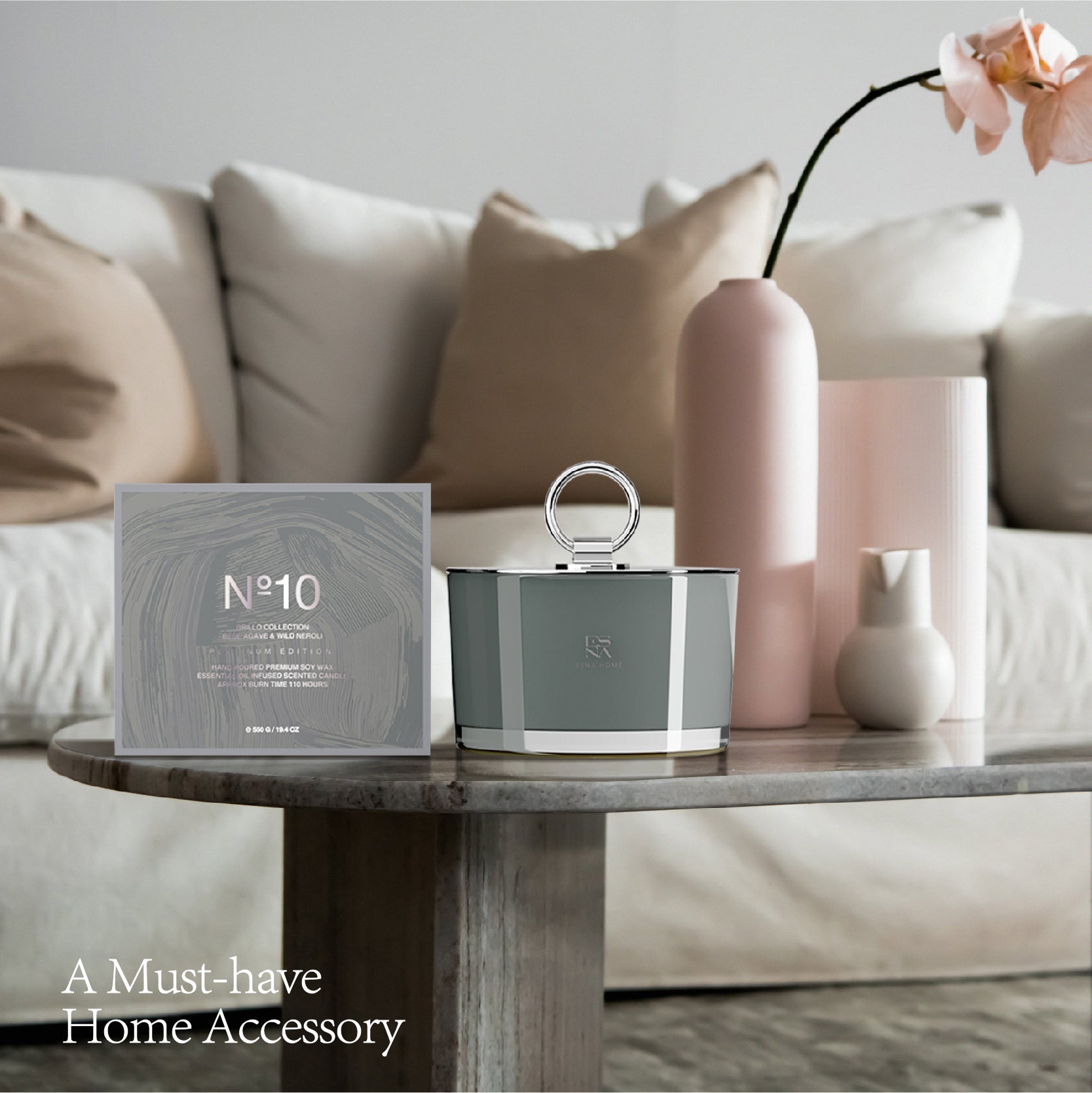 3-Wick Blue Agave & Wild Neroli Scented Candle | Brillo Collection