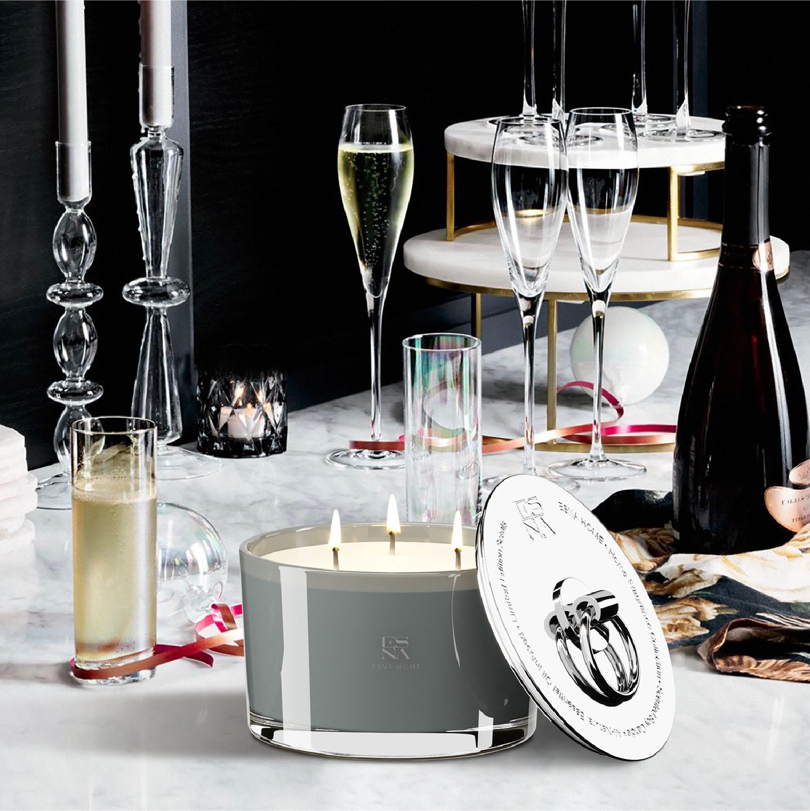 3-Wick Blue Agave & Wild Neroli Scented Candle | Brillo Collection