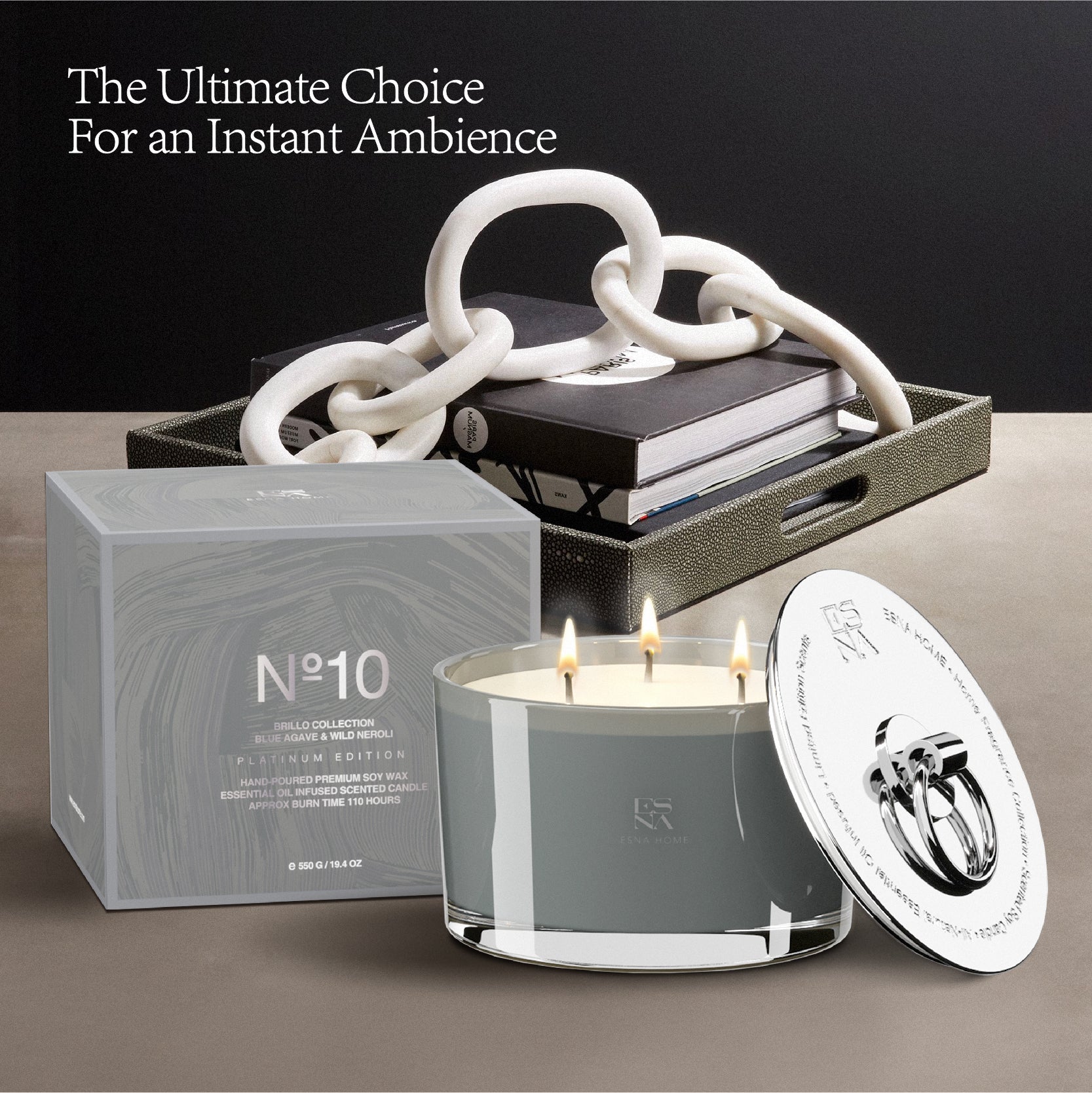 3-Wick Blue Agave & Wild Neroli Scented Candle | Brillo Collection