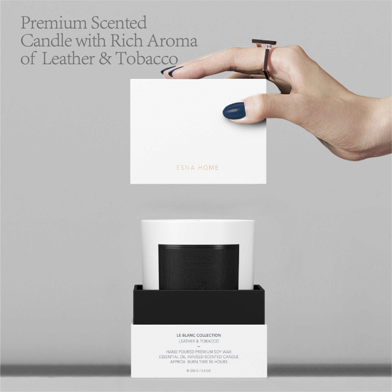 Aromatic Leather & Tobacco Leaf Scented Candle | Le Blanc Collection