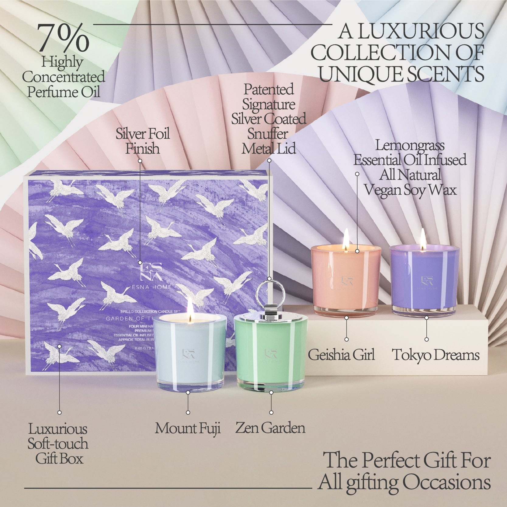 Signature 4 Scented Votive Candles - Garden of the Far East