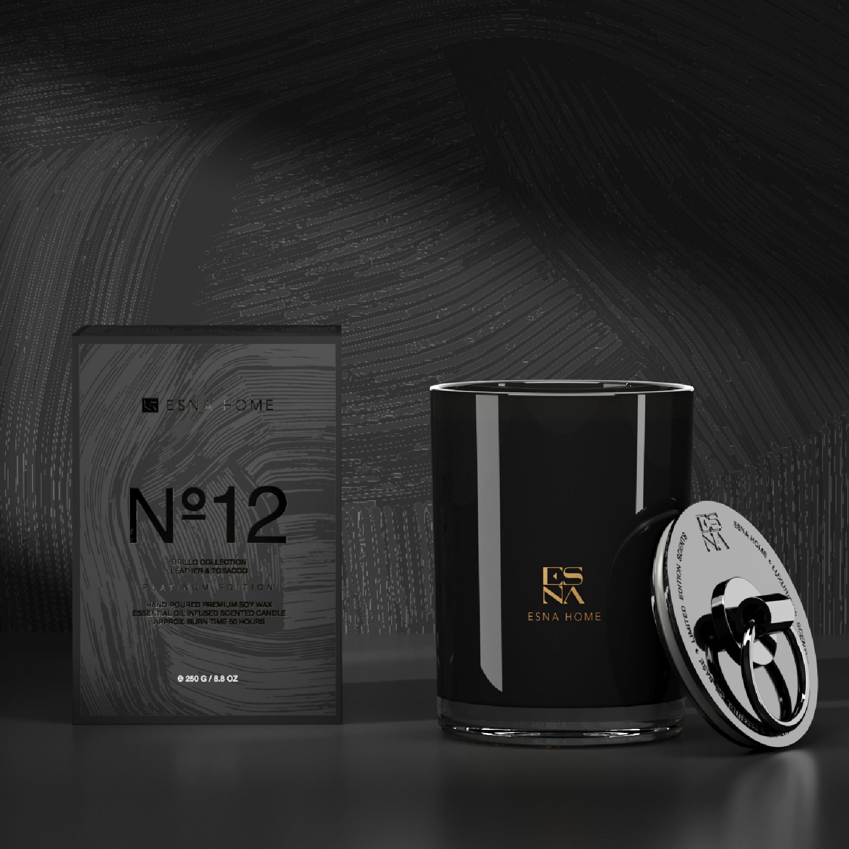 Aromatic Leather & Tobacco Leaf Scented Candle | Brillo Collection