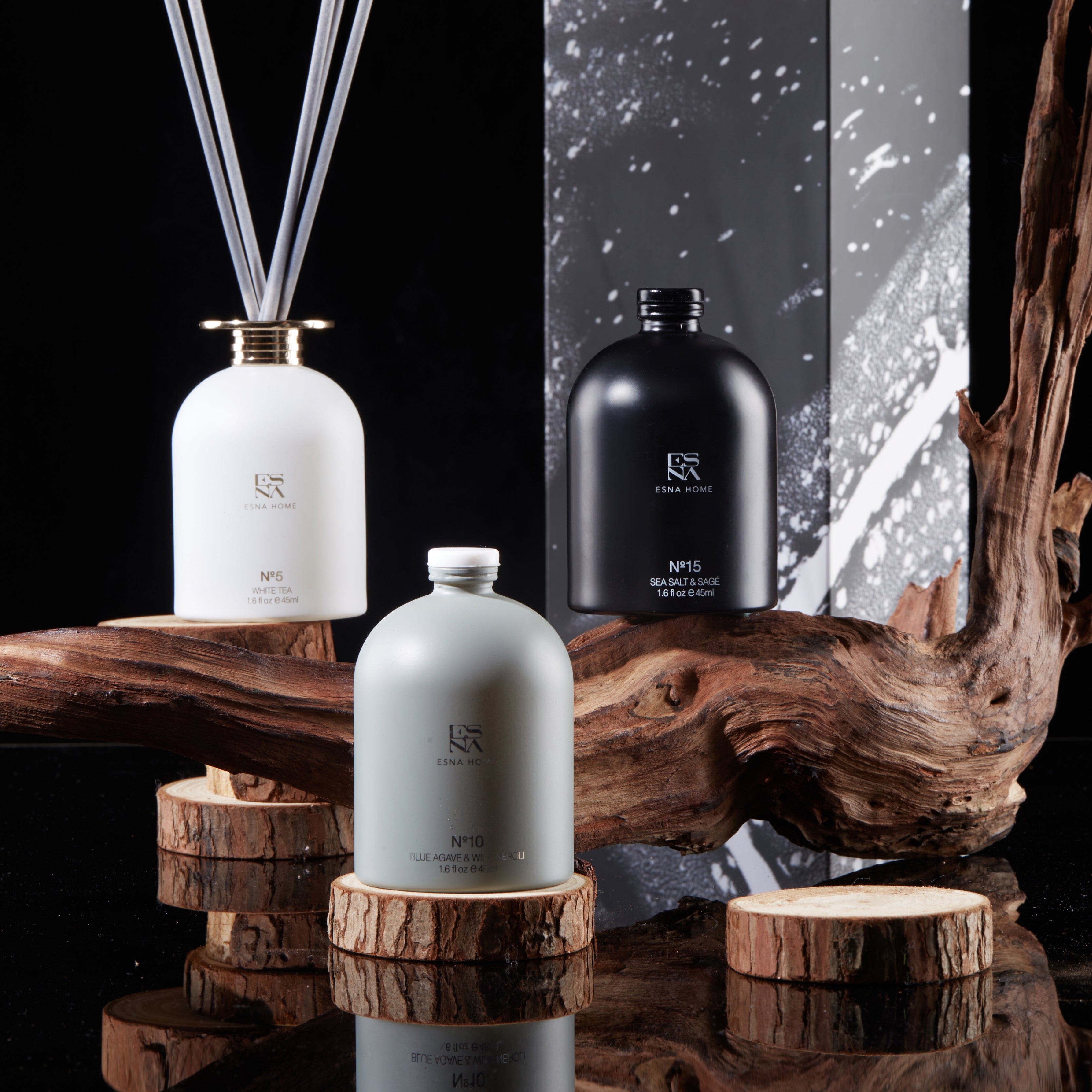 3 * 1.6 Fl Oz 45ml Scented Oil Reed Aroma Diffuser | White Tea | Blue Agave & Wild Neroli | Sea Salt & Sage