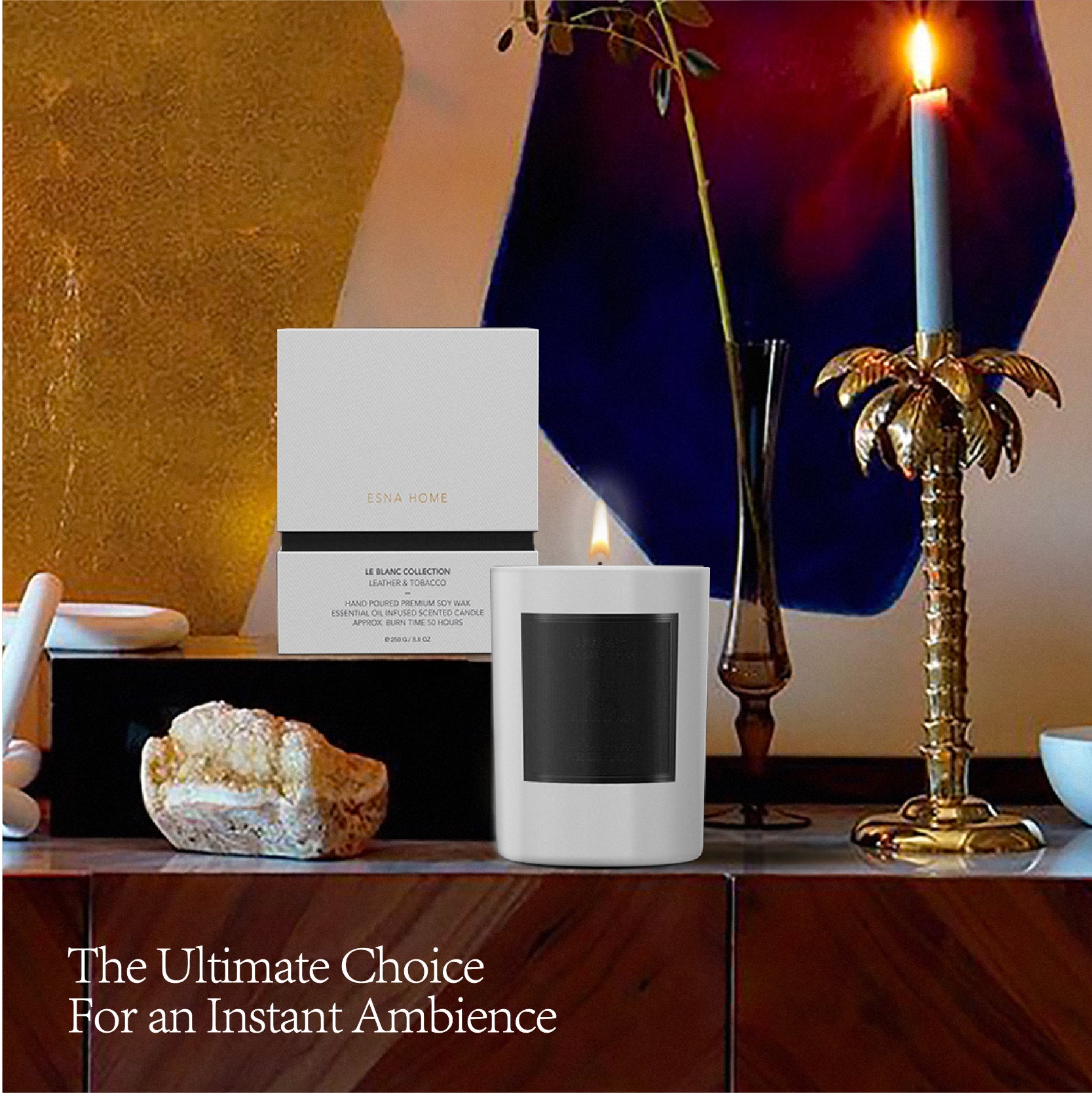 Aromatic Leather & Tobacco Leaf Scented Candle  |  Le Blanc Collection