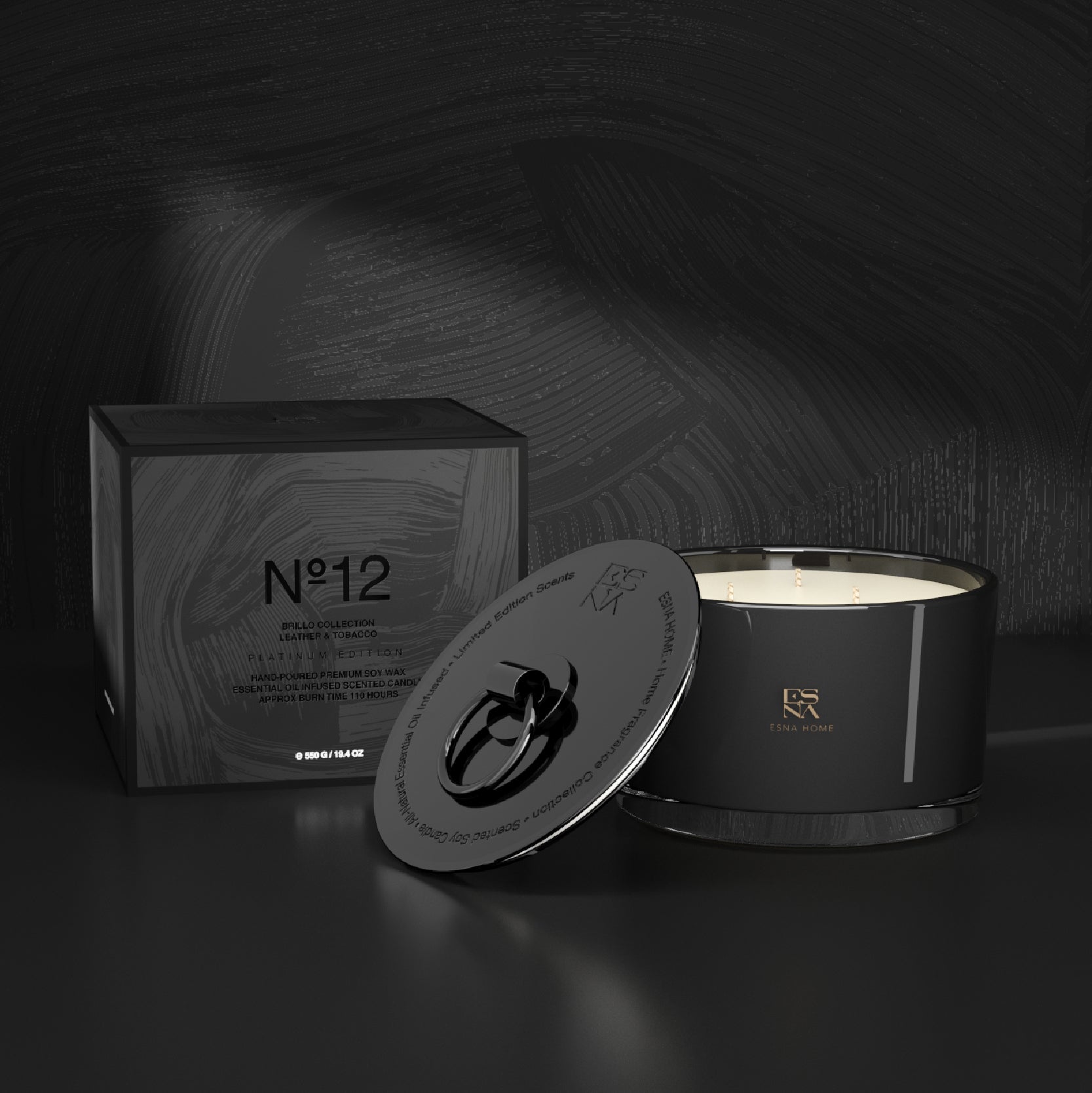 3-Wick Aromatic Leather & Tobacco Leaf Scented Candle  |  Brillo Collection